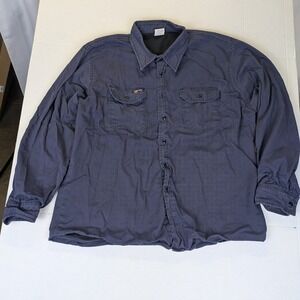 LAPCO FR Work Shirt MensBlue Large Flame Resistant Button Up Long Sleeve Utility